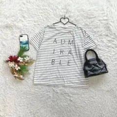 ショコラフィネローブ 半袖Tシャツ ボーダー ロゴプリント F カジュアル 春夏