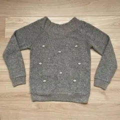 ビジュー付きニット グレー イング