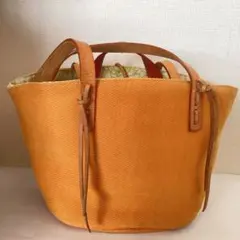 オレンジ キャンバスショルダーバッグ