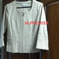 ★【美品】M-PREMIER ベージュ ノーカラージャケットのサムネイル