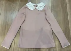 ★メゾピアノ　リボンビジュー付き襟　長袖　カットソー　サイズ130★