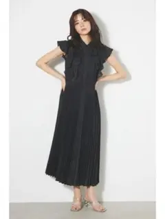 rienda V&A ダブルフリルプリーツワンピース 黒 ブラック Sサイズ