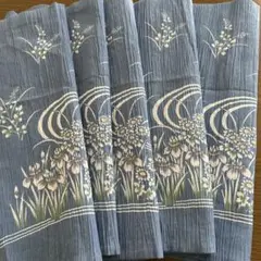 未使用　花柄刺繍の青色 座布団カバー　5枚セット　約55✖️58.5 1枚おまけ