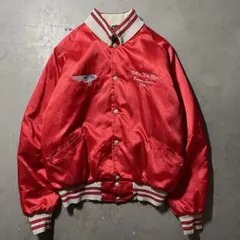 80s USA製 Holloway サテンスタジャン 赤 雰囲気系　刺繍