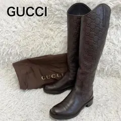 美品 GUCCI グッチ ロングブーツ GGシマレザー ダークブラウン 36.5 楽天市場】グッチ GUCCI ブーツ ロングブーツ 靴 シューズ キャンバス