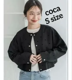 ★ coca★ フロッキードットジャケット　ブラック