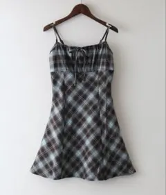 Spray チェックミニリボンキャミワンピース