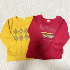 キムラタン ラキエーベ トレーナー2点セット 80cm 裏起毛　乗り物