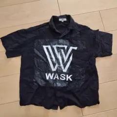 WASKワスク　ブラック140 襟付き前開きシャツ