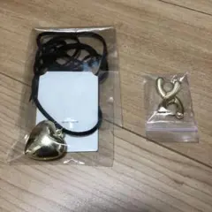 ハート型ペンダントネックレスとピアスセット　ハート　ゴールド