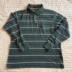 MCGREGOR ストライプ ポロシャツ L シニア　メンズ　モスグリーン