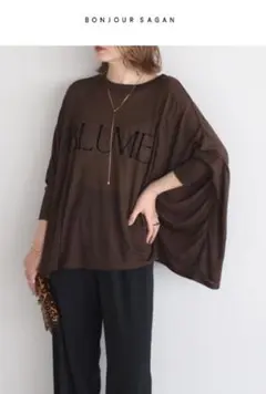 【新品】 BONJOUR SAGAN フロッキーロゴポンチョシアートップス