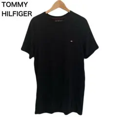 トミーヒルフィガー　ワンポイント　半袖　Tシャツ　綿　丸首　コットン　ブラック