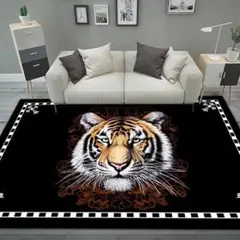 トラの顔デザインラグ 約200cm x 150cm