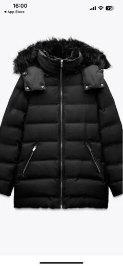 ZARA セミロング丈フード付きダウンジャケット　M