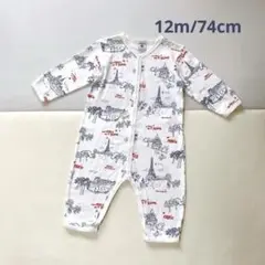 PETITBATEAU プチバトー　パリ柄プリント足なしロンパース　長袖　12m