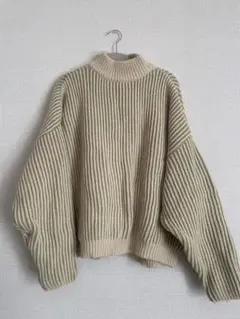 【 select MOCA 】バイカラーリブ編みオーバーニット グリーン