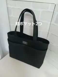 8号帆布大きめショルダーバック　ブラックHandmade【No.82】
