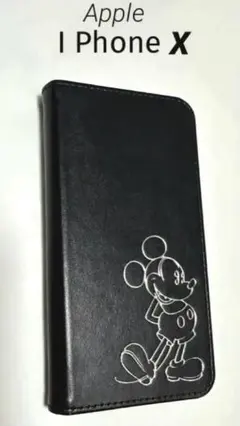 ミッキーマウス 手帳型スマホケース i phone X 黒