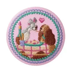 ディズニー 刺繍缶バッジビスケット わんわん物語