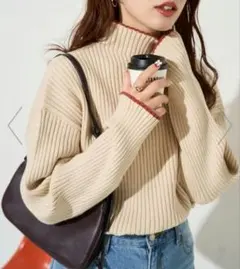 配色ラインリブニット