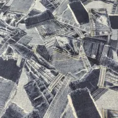 デニム柄　パターン　綿プリント生地