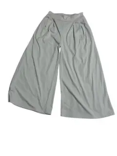 薄いグリーン系 ガウチョパンツ ゴムウエスト サイドポケット XXL