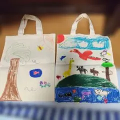 子供の手描きイラスト 手提げ袋セット　まとめ売り　エコバッグ