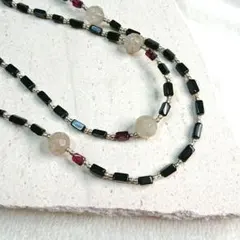 シンプル♦️2連ネックレス ブラック ビーズ　アクセサリー