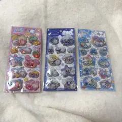 スパンコールパーティ　シール　あわわちゃん　ハッピーマーチ　シマエナガ　3セット