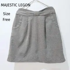 マジェスティックレゴン ミニスカート フレア 千鳥柄 ひざ上 ゴムウエスト