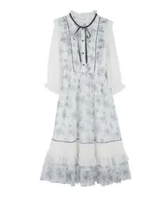 axes femme フラワープリントレースＯＰ ワンピース水色