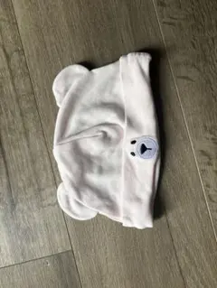 新生児用クマ耳付きピンク帽子