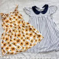100 女の子　ワンピース　半袖　夏　まとめ売り ひまわり ノースリーブ 女の子のサムネイル