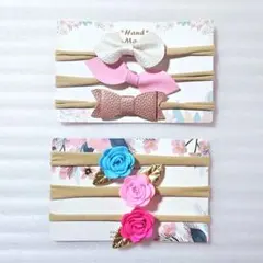ベビーヘアバンド 3本セット / フラワーデザイン – 柔らか素材