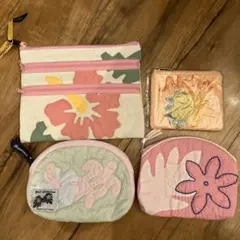 新品　ハワイアンキルト　ハワイ現地にて購入花柄ポーチ4点セット