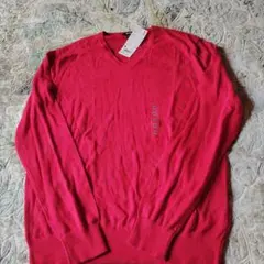 UNIQLO カシミア混ん綿のレッド Vネックセーター Mサイズ