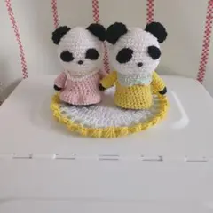 あみぐるみ　パンダ　2個セット　かぎ編み　ハンドメイド
