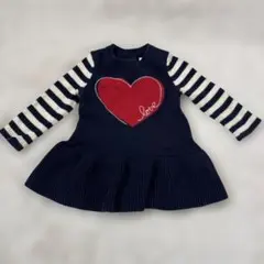 baby GAP ベビー 子供服 ネイビー ハート柄 ニットワンピース 70㎝