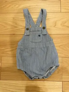 【匿名配送】POLObaby バースデイ ストライプ デニムロンパース 80