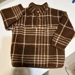H&M ブラウン チェック フリースジャケット 98/104