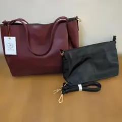お値下げ　aroco トートバッグ インナーバッグ付き ボルドー色