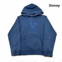 Disney フェードパーカー ミッキーマウス フェルト 青系　くすみカラー　S