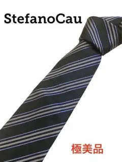 ステファノカウ ブラック ストライプ ネクタイ StefanoCau BEAMSのサムネイル