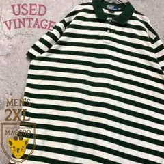 ☆US古着☆【ポロ ラルフローレン ポロシャツ】ボーダー 半袖 メンズ2XL
