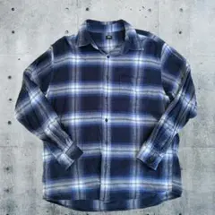 【最終値下げ】UNIQLO ネルシャツ L ネイビー/ホワイト