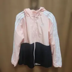 adidas フード付きジャケット 160サイズ ピンク/ブラック
