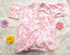 ベビー甚平 ピンク花柄 80cm