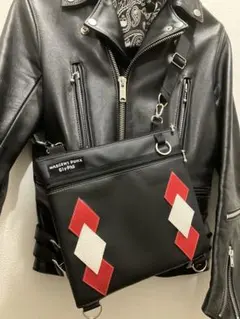 GlyPhSロカビリーダイヤ柄ZIPパネルポケット ヒップ&ショルダーサコッシュ