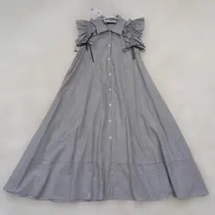 新品　ヴェロフォンナ ストライプ フリル ノースリーブ ロングワンピース Mのサムネイル